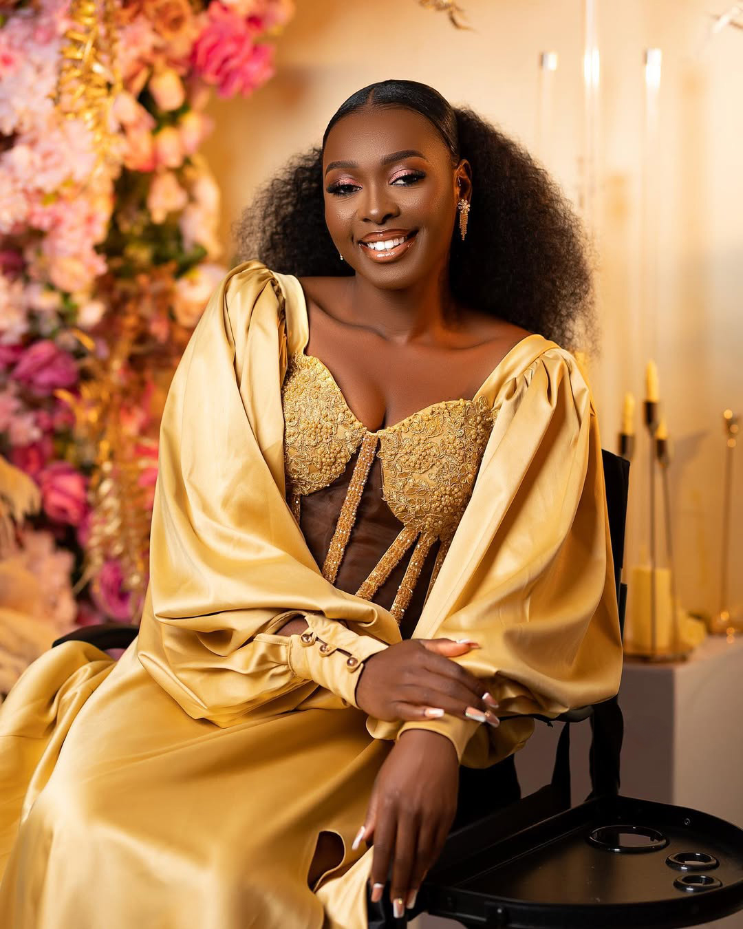 Birdy images professional wedding glamour portrait of a woman in a luxury gold gown